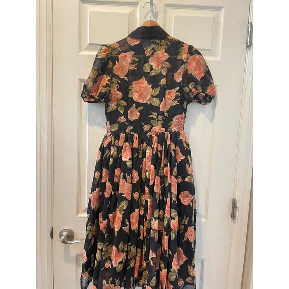 Unique Vintage Floral Rose Dress Black 1950s, Retro, Pin Up Rockabilly Sz S #37 - Picture 2 of 12